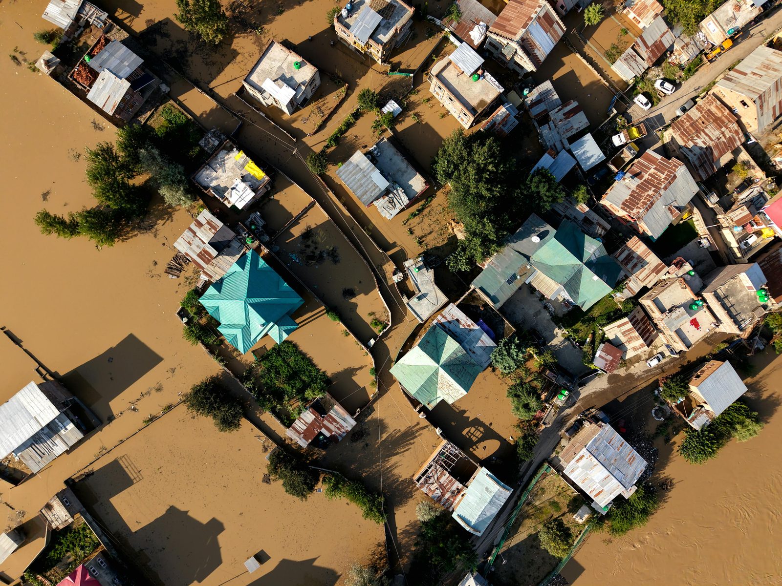 Aerial view of flood inundation